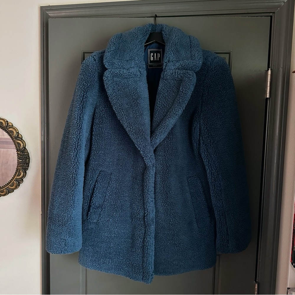 GAP Blue Sherpa Teddy Jacket Size Small